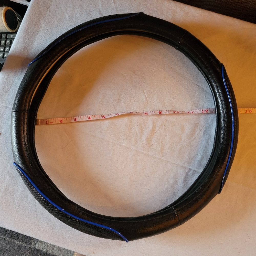 Steering Wheel Cover Black With Blue Trim